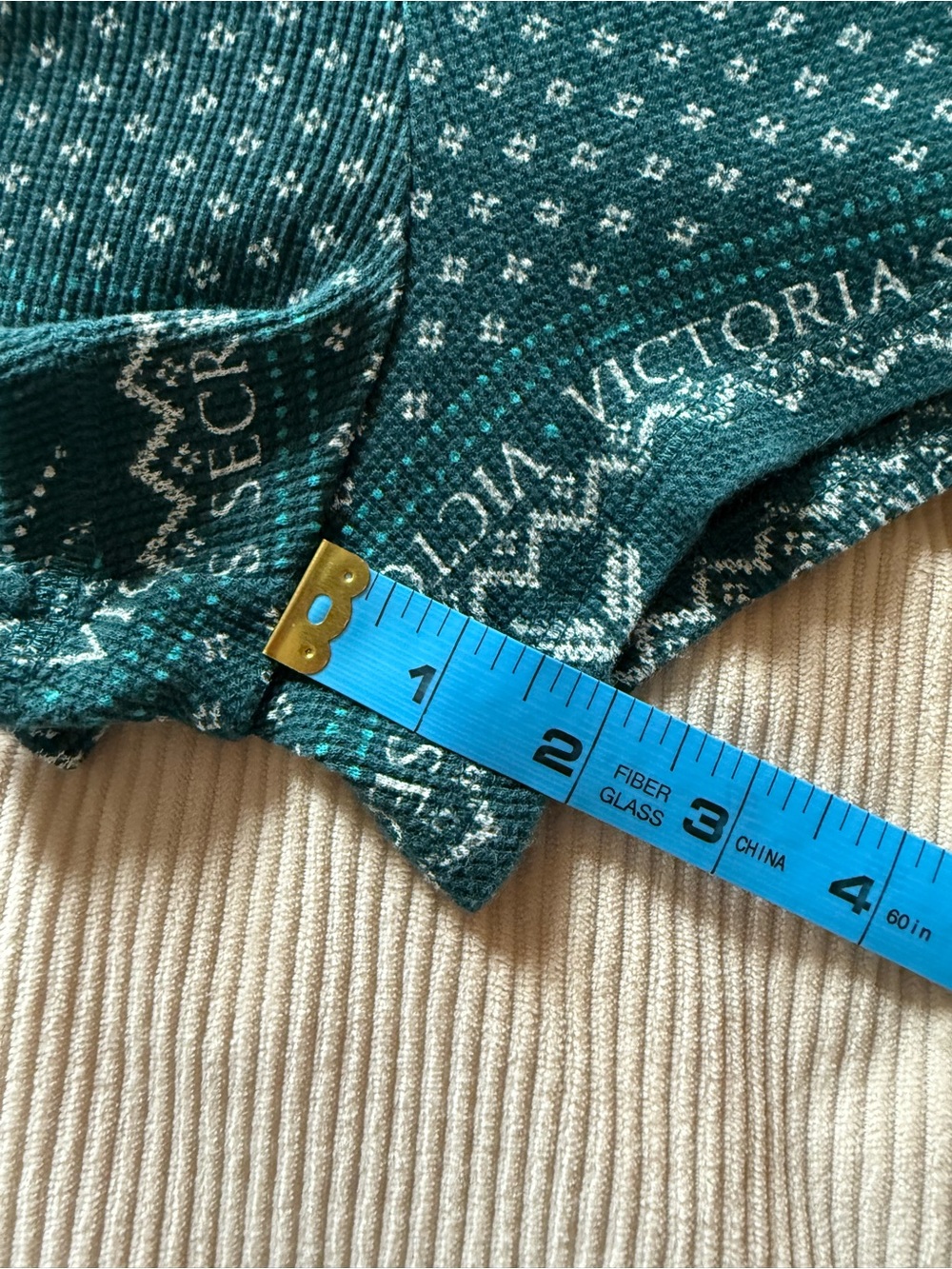 Victoria’s Secret Green Fair Isle Thermal Pajama Set Henley Shorts Medium - Picture 16 of 16